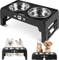Jovrun Elevated Dog Bowls for Small Dogs and Cats, Non-Slip Cat Bowls with 2 Thick 5.5" Stainless Steel Dishes, Dog Feed
