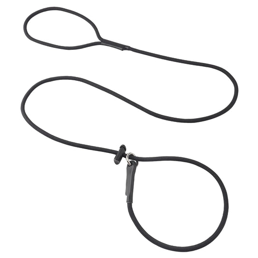 Slip Lead Dog Leash for Small & Medium Dogs, 1/4” x 5ft Sturdy Nylon Rope with Spring-Loaded Adjustable Stopper, Easy On/Off Training & Walking Slip Leash (Black, 5ft*1/4")