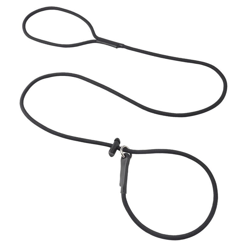 Slip Lead Dog Leash for Small & Medium Dogs, 1/4” x 5ft Sturdy Nylon Rope with Spring-Loaded Adjustable Stopper, Easy On/Off Training & Walking Slip Leash (Black, 5ft*1/4
