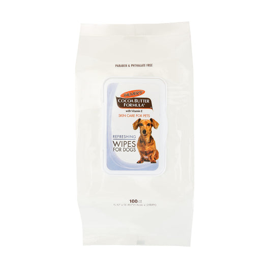 Palmer's for Pets Cocoa Butter Formula Refreshing Wipes for Dogs and Puppies - Paraben Free, Phthalate Free Dog Grooming Wipes with Vitamin E, Gentle Daily Use, 100 Count