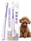 VVHOMIFE Tiny Dog Toothbrush for Small Dogs - 0.39" Mini Brush Head, Curved Handle, Soft Bristles, Dual Rubber Back, Gentle Puppy Tooth Brush Kit for Yorkie Chihuahua & Small Dog Teeth Cleaning