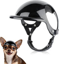 Extra Small Dog Helmet with Ear Holes - Adjustable, Lightweight, Hard Black Puppy Helmet for Outdoor Activities/Motorcyc