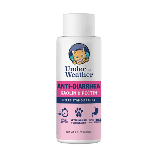 Under the Weather Cat Diarrhea Medicine with Pectin and Kaolin | Fast Acting Anti Diarrhea Liquid for Cats | Soothe Your Pet's Upset Stomach - 4 oz Bottle