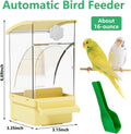 Hamiledyi Automatic Bird Feeder No Mess Bird Cage Feeder Transparent Acrylic Parrot Seed Food Container with Perch Cage 