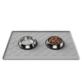 Pieviev 24''x16'' Dog Cat Food Bowl Mat, Silicone Waterproof Food Grade Pet Food Mat for Floor, High Raised Edge to Prevent Spills, Non-Slip & Easy Clean Pet Placemat for Dog & Cat Bowls, Light Gray