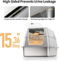 Stainless Steel Cat Litter Box with Removable Lid, XL Enclosed