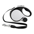 TailyWags Retractable Dog Leash 16ft for Medium Dogs up to 66lbs — Durable Nylon Tape Leash with 360° Tangle-Free, One-Handed Brake & Lock, with Poop Bag Dispenser, Anti-Slip ABS Handle (White)