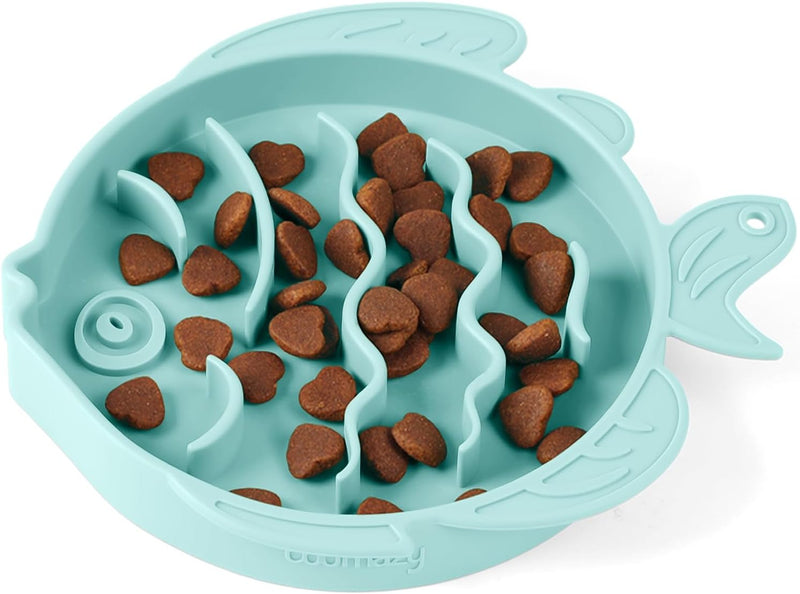 Coomazy Slow Feeder Cat Bowl Silicone Pet Puzzle Feeder for Slow Eating