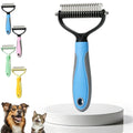 Pet Pro Grooming Tool, Petpro Deshedding Brush for Cats, Shedding Brush Dog Hair, Double Teeth Coat Dual-Sided Professional Tools (Blue)