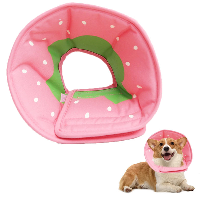 Soft Dog Cone Collar for Dogs After Surgery, Adjustable Dog Recovery Cone Collar for Medium Small Puppy Dogs and Cats to Stop Licking (Strawberry XL)