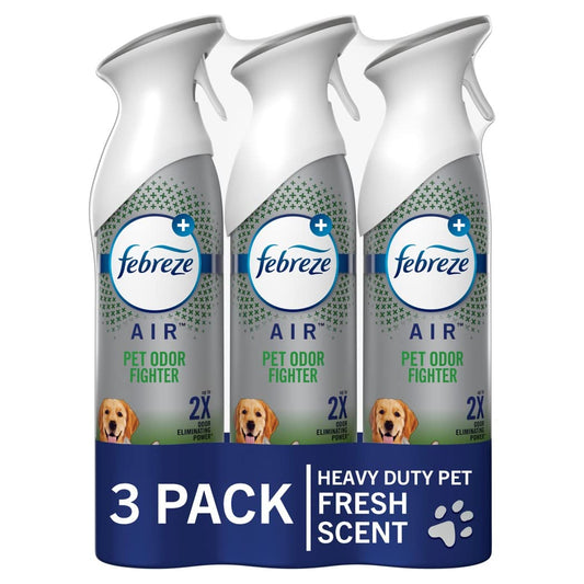 Febreze Air Mist Air Freshener Spray, Odor-Fighting Room Spray, Air Fresheners for Home and Bathroom and Kitchen, Aerosol Can, HD Pet Odor Fighter Scent, 8.8oz (Pack of 3)