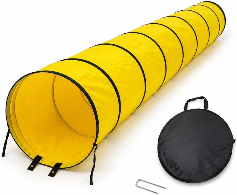 Dog Agility Tunnel, 10 FT Long x 23.6 Inch Diameter Large Dog Tunnel, 420D Oxford Fabric Foldable Training Equipment wit