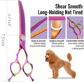 Professional Curved Thinning Shears Dog Grooming Scissors 7.5'' Rainbow Curved Thinner Scissors for Grooming Large Dogs 