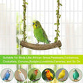 Hiwzitar Natural Wood Bird Swing Perch with Decorative Leaves - 7.1" Durable Bird Stand Platform Toy for Cage, Hanging Budgie Parakeet Hammock Accessories for Lovebirds, Cockatiels, Conures, Finches