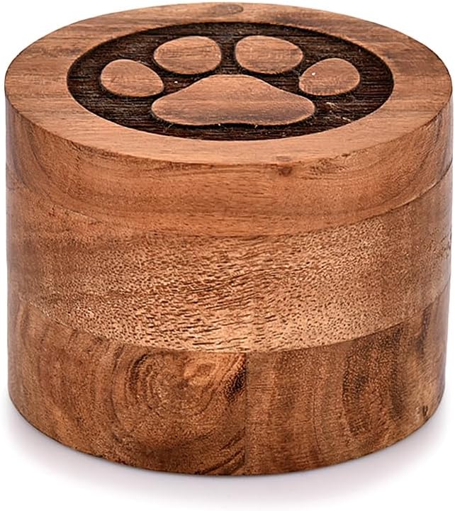 EDHAS Acacia Wood Decorative Urns Funeral Cremation Urn for Ashes for Dogs, Pet Urns for Cats (3.5
