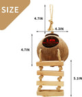 Tfwadmx 4 Pcs Coconut Hide with Ladder, Natural Coconut Fiber Hanging Birdhouse Cage, Coconut Bird Shell Breeding Nest f