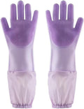 Pet Grooming Glove, Gentle Dog Bathing Shampoo Brush Massage Mitt, Deshedding for Dogs Cats Rabbits Horses 2-Pack (Purpl