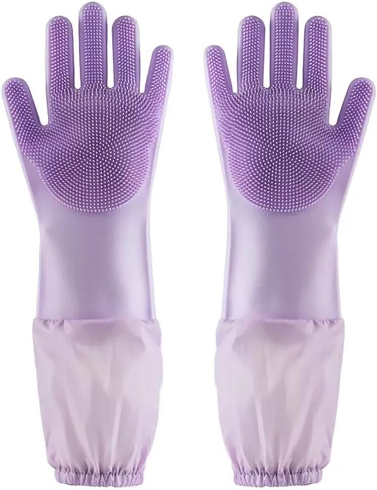 Pet Grooming Glove, Gentle Dog Bathing Shampoo Brush Massage Mitt, Deshedding for Dogs Cats Rabbits Horses 2-Pack (Purpl