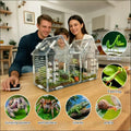 Jumping Spider Enclosure, Acrylic Terrarium with Partition Divider (1-2 Compartments), Dual Magnetic Doors & All-Side Ve
