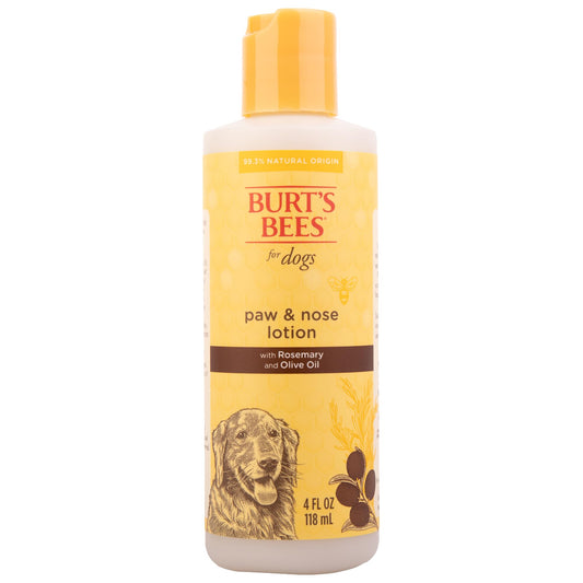 BURT'S BEES FOR PETS Dog Paw and Nose Lotion with Rosemary and Olive Oil, Moisturizing Paw Balm for Dry Cracked Pads and Dog Nose Butter Moisturizer, Paw Lotion for Dogs Skin Care, 4 Fl Oz