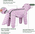 Polka Dot Dog Raincoat, Waterproof Four-Leg Rain Jacket for Dogs with Detachable Hood & Tail Cover, Seam-Sealed Dog Rain