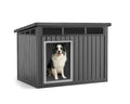 VIXZEN Dog House for Indoor and Outdoor Weatherproof Doghouse with Air Vents Elevated Floor Openable at The Top Easy to Assemble and Clean for Medium to Large (Black, (32.2"×25.12"×24.13"))