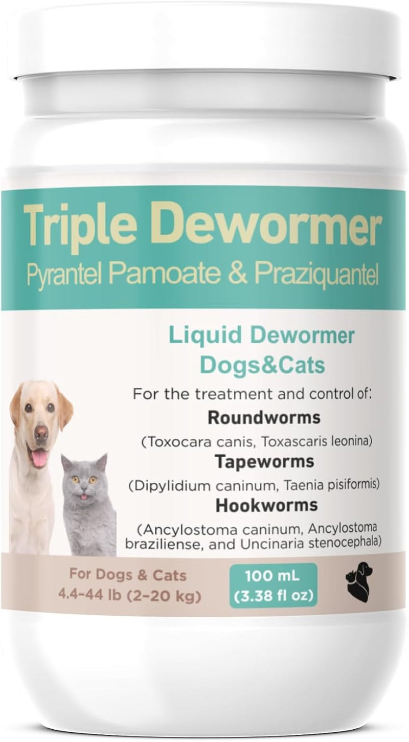 Dewormer Liquid for Cats and Dogs Broad Spectrum,Pyrantel Pamoate and Praziquantel Targets Tapeworm Roundworm and Hookwo