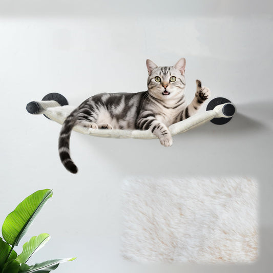 XIFOWE Cat Hammock Wall Mounted, 22.44 x 13.78 inch Wall Mounted Cat Shelves, Metal Brackets Beds for Sleeping, Playing, Climbing & Resting Stabilized Wall Furniture (Soft & Warm Fabric)
