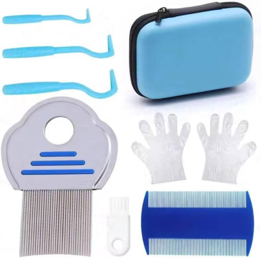 Flea Comb for Dogs Cats & Humans | Lice Comb & Nit Removal Comb | Tick Removal Tool | 6-in-1 Pet Grooming Kit | Fine Too