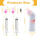 Xuanda Kitten Nursing Nipple with Syringe, Wide Mouth Angled Puppy Feeding Bottles, with Ventilation Valve Resistant Tearing for Puppies, Kittens, Rabbit, Small Wildlife (M Nipple,Pink)