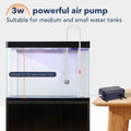 hygger Aquarium Air Pump,Adjustable Oxygen Pump，Silent Powerful Aerator Pump 2W/3W/4.5W/6W/ 1/2 Air Outlets Ultra for Up