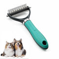 Pet Grooming Brush Tool, Double Sided Dematting Comb for Cats & Dogs, Undercoat Rake Safe Dog Deshedding Brush, Pet Dematting Comb for Long Thick Haired Pets, Removes Tangles Knots and Loose (Green)