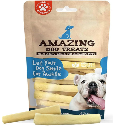 Amazing Dog Treats - Cow Tail Dog Chews (6 Inch Regular - 12 Pack) - Sourced from 100% Grass Fed Cattle - All Natural - Long Lasting Chew for Dogs - Rawhide Alternative for Dogs