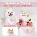Princess Dog Crown Hat Scarf Set, Dog Birthday Hat Dress Outfit, Wedding Party Supplies for Girl Cats and Small Mini Dog
