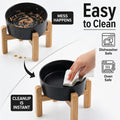 hjn Elevated Ceramic Dog Bowl 15°Slanted Raised Dog Bowl with Bamboo Stand for Small Medium Dogs and Cats, Pet Feeder -7