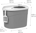 IRIS USA Top Entry Cat Litter Box, Hooded Privacy, Large, Gray/White