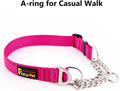 Plutus Pet Martingale Dog Collar with Stainless Steel Chain, Hot Pink, S