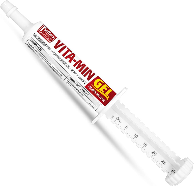 Jeffers Vita-Min Gel for Livestock & Horses – Multivitamin & Mineral Supplement with Selenium, Zinc, Potassium & Turmeri