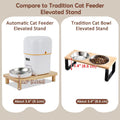 SZEE 2-Pack Cat Food Stand, Elevated Pine Wood Cat Feeder Stand for 2 Cats