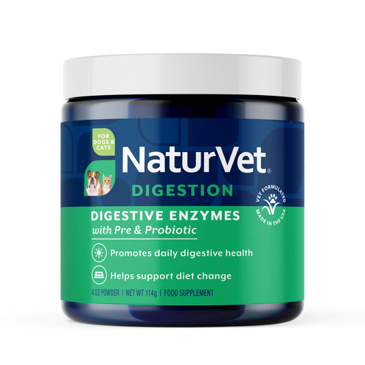 NaturVet – Digestive Enzymes for Dogs - Plus Probiotics & Prebiotics | Helps Support Diet Change & A Healthy Digestive Tract | for Dogs & Cats | 4 oz Powder