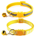 Jigichu Reflective Cat Collar Breakaway with Bells, 2 Pack Girl Boy Pet Cat Collar Adjustable 7.5-12.5 Inch (Yellow)