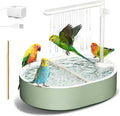 POMFAEE Bird Bath, Parrot Bathtub, Automatic Parrot Shower Bath with Pump, Birds Shower Bathtub with Running Water, Large-Capacity Water Tank,Suitable for Many Kinds of Birds (Green)