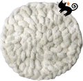 Urnat Cat Extra-Soft Kneading Mat, Handmade Washable Round Cat Pad Blanket for Indoor Kittens, Plush Breathable Cushion Bed for Cat Trees, Sofas & Floors (White,Small)
