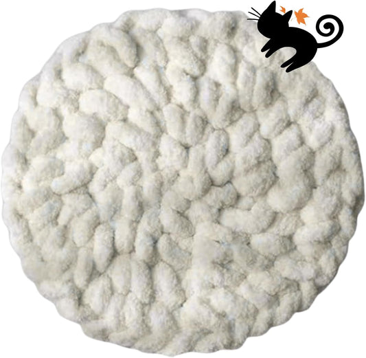 Urnat Cat Extra-Soft Kneading Mat, Handmade Washable Round Cat Pad Blanket for Indoor Kittens, Plush Breathable Cushion Bed for Cat Trees, Sofas & Floors (White,Small)