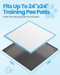 Pee Pad Holder for Dogs - 24" x 24" Non-Slip Silicone Puppy Potty Training Tray with 4 Magnetic Clips & Leak-Proof Raised Edge, Dog Pee Pad Holder for Home Indoor Floor Protection