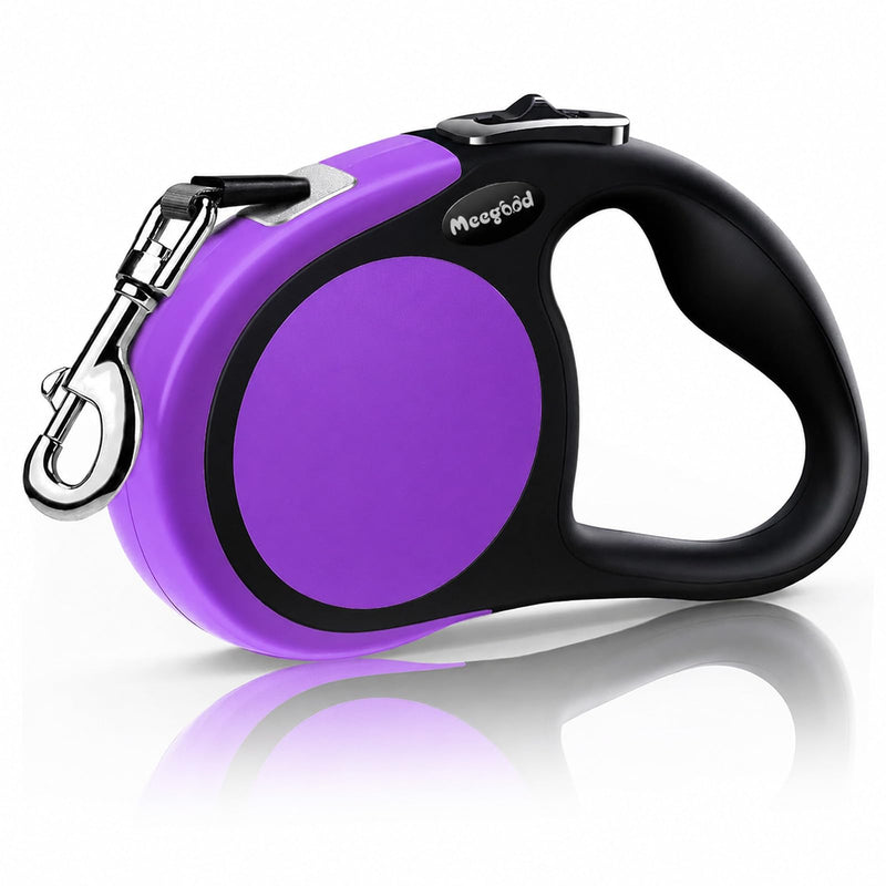 Heavy Duty Retractable Dog Leash-16ft Strong & Durable Walking Leash for S to L Dogs up to 45/115 lbs, Upgraded Lock System, Non Slip Grip, Tangle Free (Purple, Small/Medium)