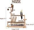 GOVNPJ Bird Playground with Feeder Cups, Wooden Parrot Play Stand for Cockatiel, Parakeet