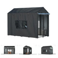 Outdoor Dog Kennel Cover - Full Coverage for 8.1'Dx4.1'Wx6'H Dog Cages, Outdoor Dog Kennel Insulation Cover, with Transparent Window and Fleece Insulation Lining, Black（Excluding Dog kennels）