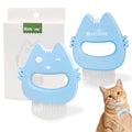 Histotree Blue Cat Comb Cute Cat-shape Pet Hair Removal Massaging Shell Comb Soft Deshedding Brush Grooming and Shedding Matted Fur Remover Dematting tool for Long and Short Hair Cat Dog Puppy Bunny