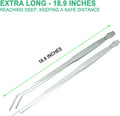 2pcs 18.9 inch Aquarium Tweezers with Hanger, 2025 New Extra Long Feeding Tongs, Stainless Steel Large Aquascape Tools f